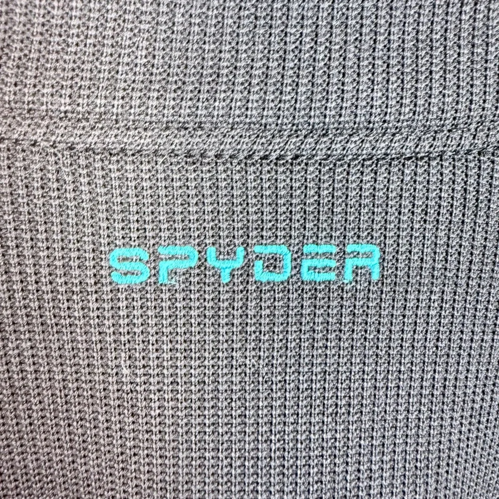 Spyder Mens‎ XXL Black Teal 1/4 Zip Textured Fleece Lined Pullover Activewear